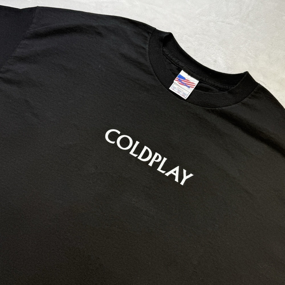 Vintage Coldplay T Shirt XL Black Logo Tee USA Made Y2K 90s Band Shirt